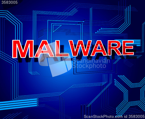 Image of Malware Sign Represents Processor Keyboard And Malicious