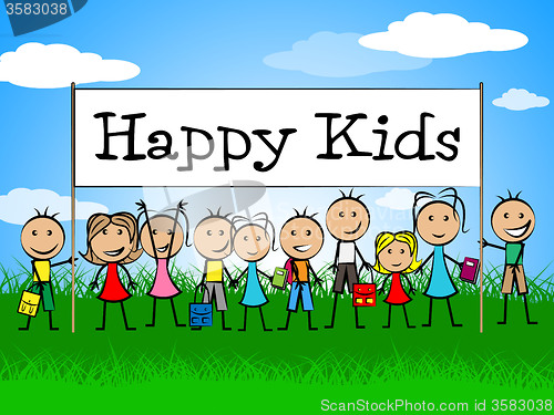 Image of Happy Kids Banner Represents Jubilant Happiness And Child