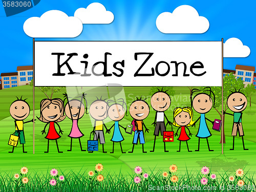 Image of Kids Zone Banner Shows Free Time And Child