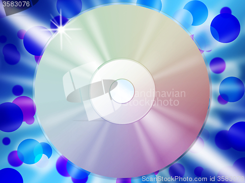 Image of CD Background Means Listening To Songs And Blue Bubbles\r