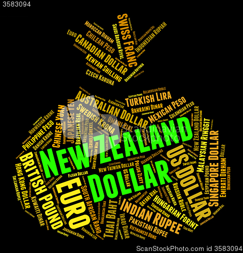 Image of New Zealand Dollar Means Worldwide Trading And Currency