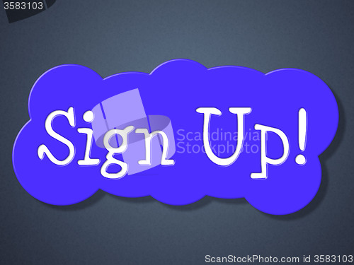 Image of Sign Up Shows Apply Registration And Online