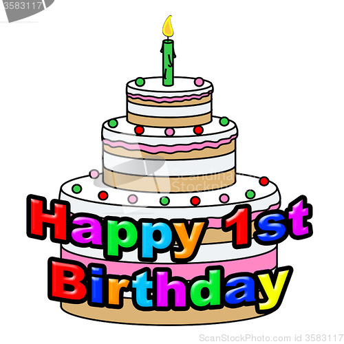Image of Happy First Birthday Shows Greeting Celebrating And Celebration