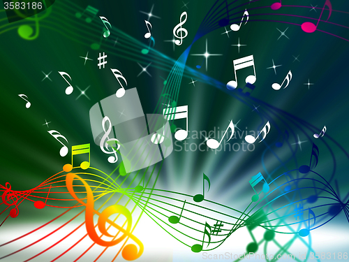 Image of Green Music Background Means Tune Sounds And Piece\r