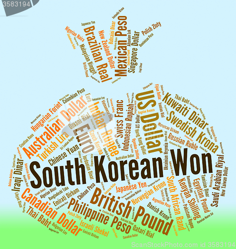 Image of South Korean Won Means Foreign Exchange And Coinage