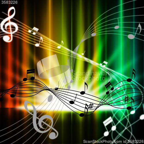 Image of Multicolored Curtains Background Means Music Instruments And Son