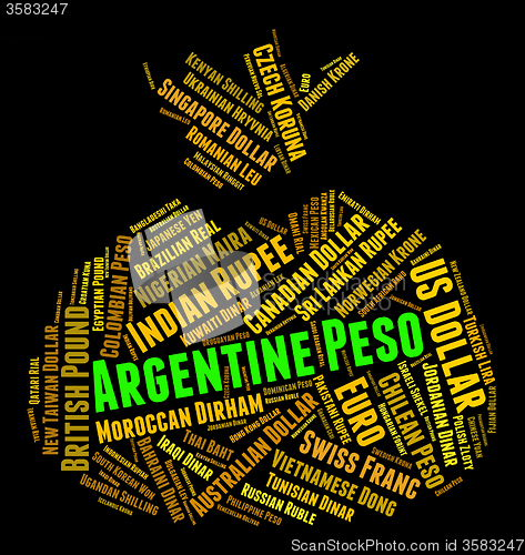 Image of Argentine Peso Shows Currency Exchange And Banknotes