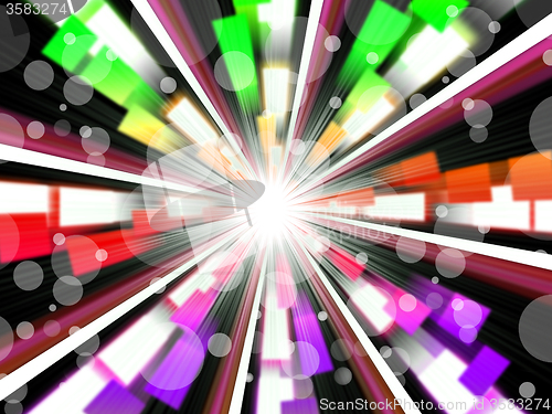 Image of Wheel Background Shows Rainbow Beams And Bubbles\r