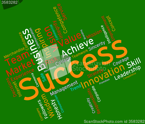 Image of Success Words Represents Text Victor And Progress