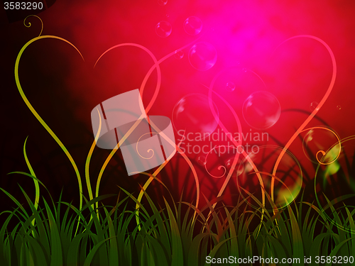 Image of Grass Heart Background Shows Romantic Summer Or Garden\r