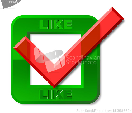 Image of Like Tick Means Social Media And Checked