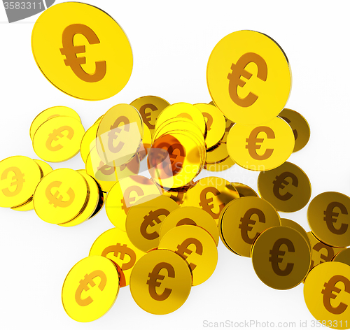 Image of Euro Coins Indicates Money Finance And Currency