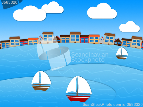Image of Sea Relaxing Represents Boating Sailing And Sail