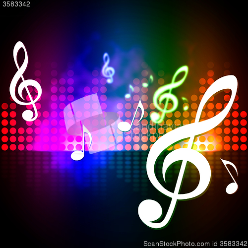 Image of Treble Clef Background Means Music Frequency Display\r