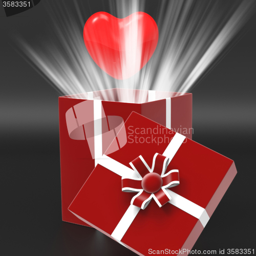 Image of Giftbox Heart Shows Valentines Day And Affection