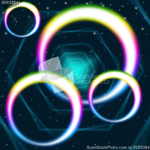 Image of Rainbow Circles Background Means Hexagons Round And Colors\r