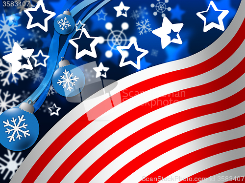 Image of American Flag Background Means Snowing Winter And States\r