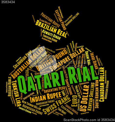 Image of Qatari Rial Means Currency Exchange And Currencies