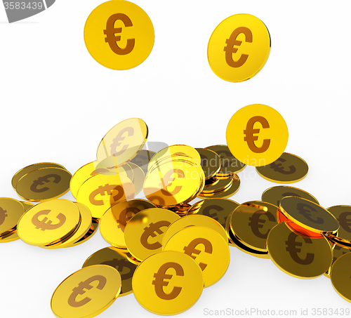 Image of Euro Coins Represents Prosperity Euros And Financing