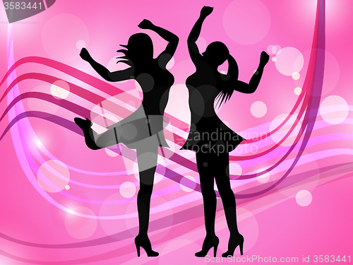 Image of Disco Women Means Adult Dancing And Celebration