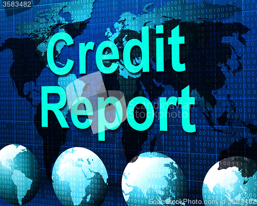 Image of Credit Report Represents Debit Card And Analysis