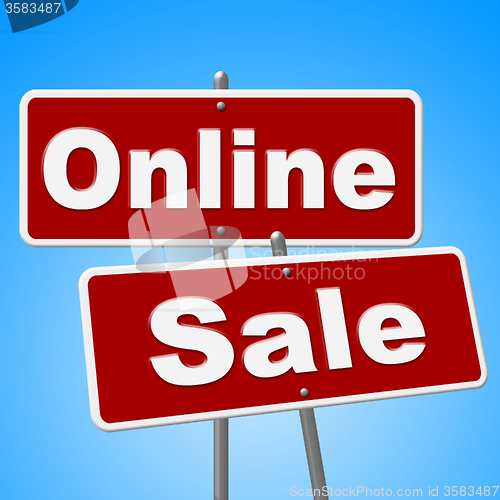 Image of Online Sale Signs Shows Web Site And Retail