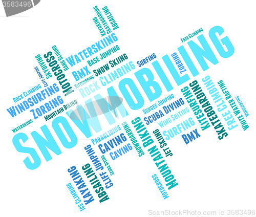 Image of Snowmobiling Word Shows Winter Sport And Outdoors