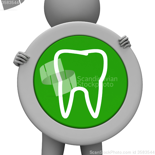 Image of Tooth Icon Represents Dental Signboard And Smile