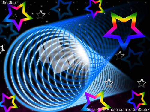 Image of Coil Background Means Brightness And Rainbow Stars\r