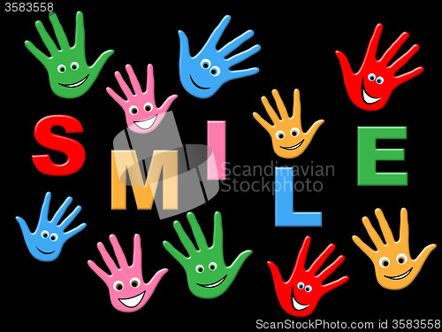 Image of Handprints Smile Represents Child Painted And Childhood