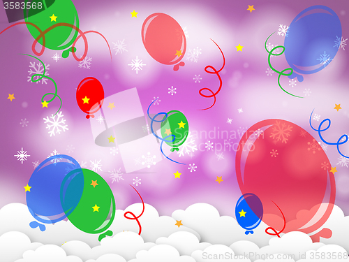 Image of Background Balloons Represents Party Template And Joy
