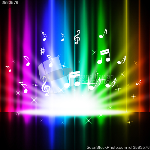 Image of Rainbow Curtains Background Means Music Songs And Stage\r