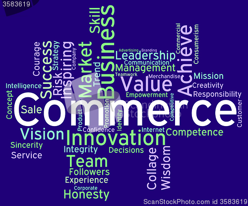 Image of Commerce Words Represents Sell Trade And E-Commerce