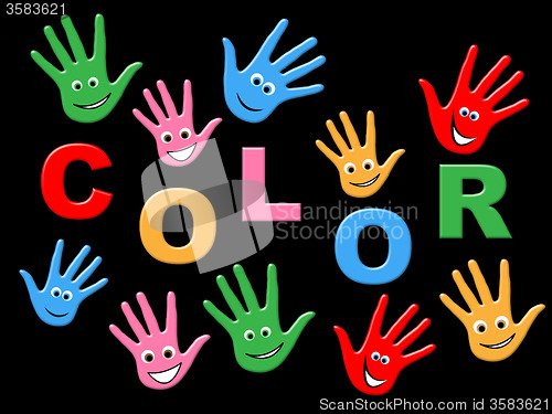 Image of Handprints Colorful Indicates Vibrant Child And Creativity
