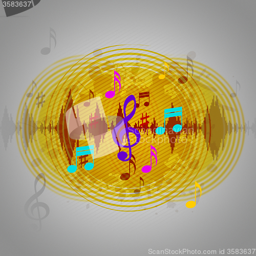 Image of Yellow Music Background Means Discs Playing Or Tune\r