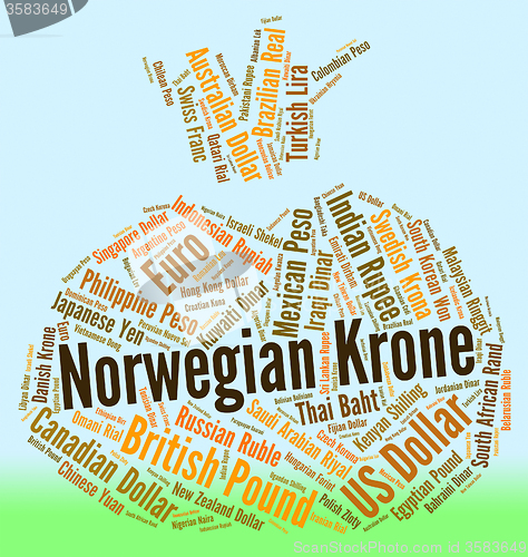 Image of Norwegian Krone Shows Exchange Rate And Foreign