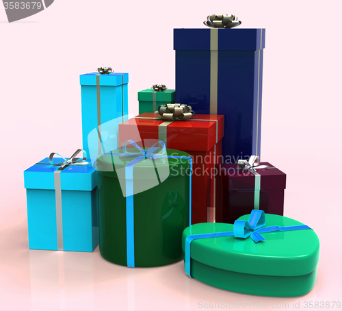 Image of Celebration Giftboxes Shows Occasion Wrapped And Giving