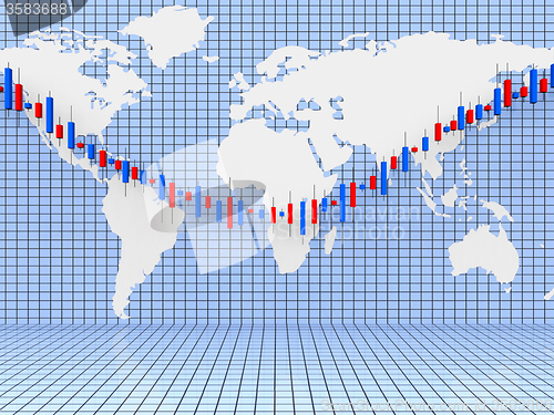 Image of Stocks Graph Shows World Wide And Diagram