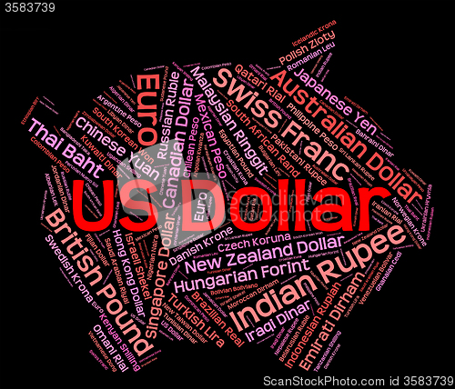 Image of Us Dollar Shows Exchange Rate And Banknote