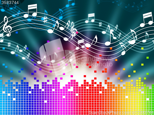 Image of Rainbow Music Background Means Melody Singing And Soundwaves\r