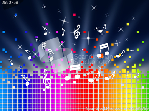 Image of Rainbow Music Background Shows Harmony Sounddwaves Or Piece\r