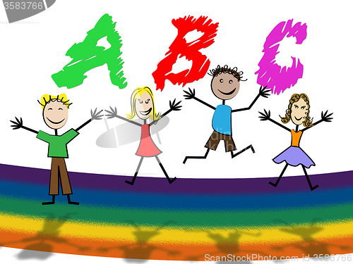 Image of Abc Education Represents Alphabet Letters And College