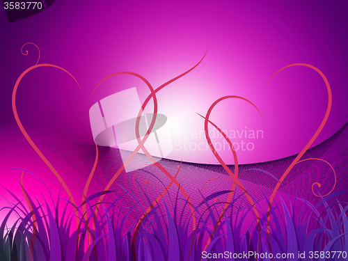 Image of Grass Heart Background Shows Romantic Landscape Or Wallpaper\r