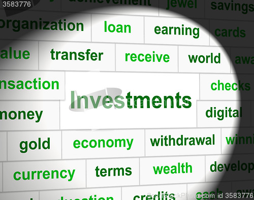 Image of Investments Invest Represents Invested Investing And Shares