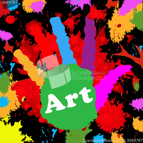 Image of Art Handprint Represents Colourful Youngsters And Colour