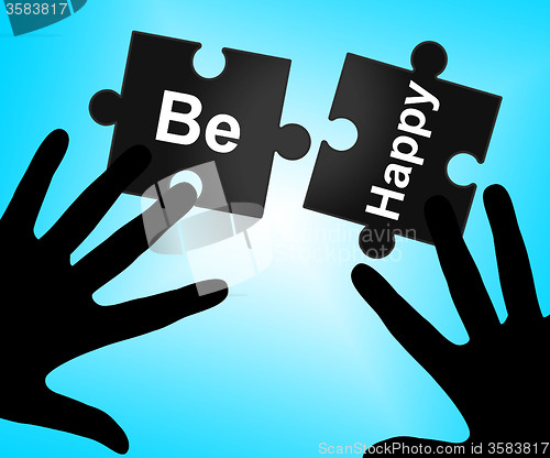Image of Be Happy Represents Joyful Messages And Happiness