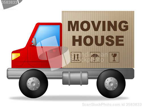 Image of Moving House Shows Change Of Residence And Lorry