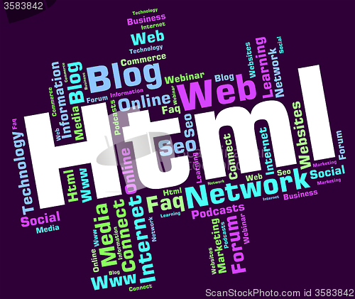 Image of Html Word Indicates Hypertext Markup Language And Web