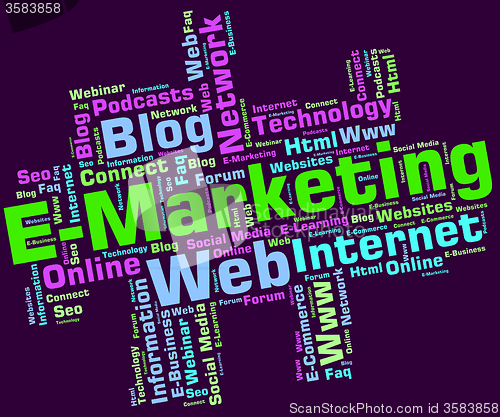 Image of Emarketing Word Shows World Wide Web And Internet