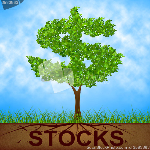 Image of Stocks Tree Indicates Return On Investment And Banking